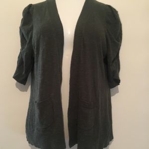 Army green 3/4 sleeves cardigan. Worn once. Large